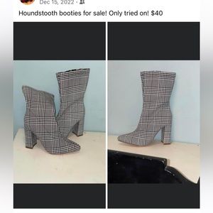 Houndstooth booties, never worn, size 10